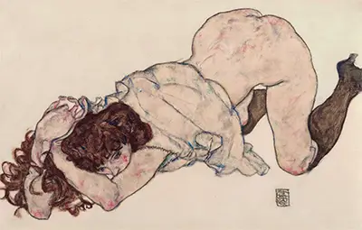 Kneeling Girl, Resting on Both Elbows Egon Schiele